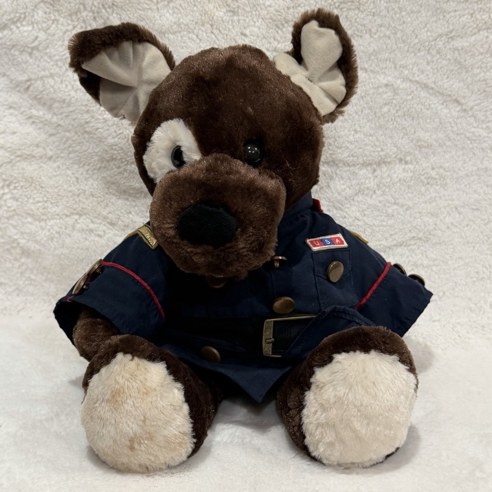 RARE Flop Ear Puppy Dog Marine Corps Dress Blues Build A Bear Plush Toy Stuffed